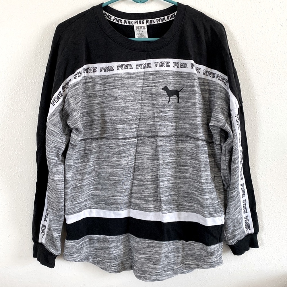 🔥 ALL ITEMS WILL BE DONATED -PINK Victoria’s Secret varsity crew neck sweater